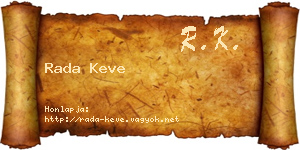 Rada Keve névjegykártya